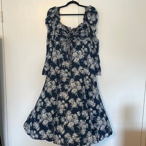 Ralph Lauren Blue Floral Long Sleeve Dress